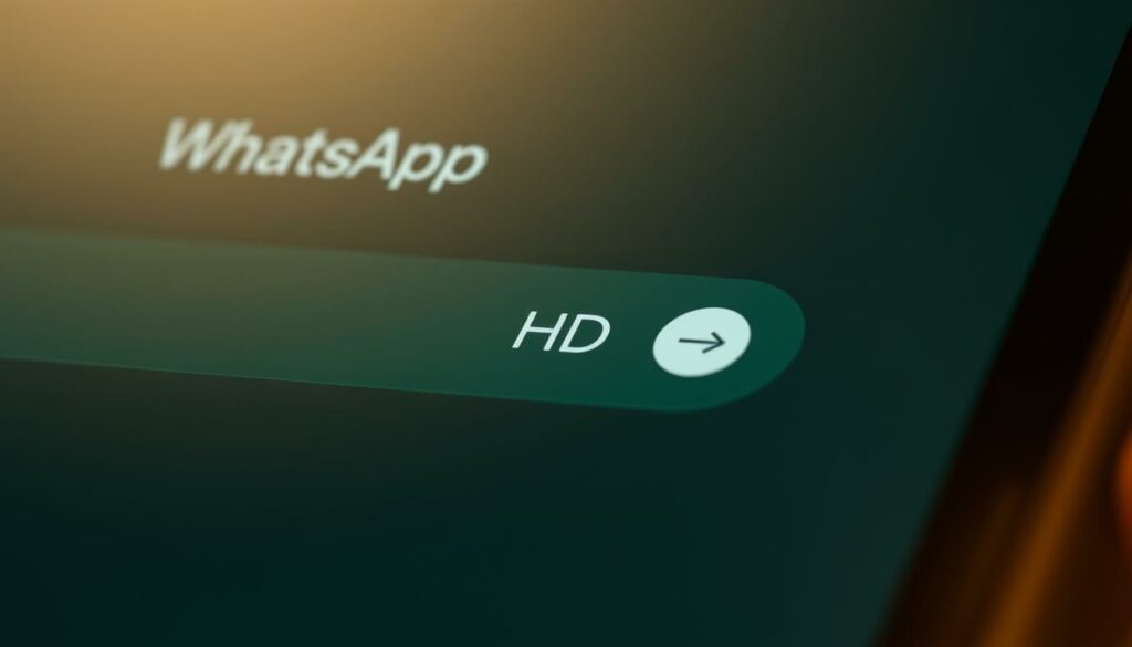 A close-up view of an active WhatsApp chat interface, showcasing the "HD" option prominently displayed within the chat message input field. The scene is bathed in a soft, natural lighting, creating a warm and inviting atmosphere. The user interface elements are crisp and clear, with a focus on the "HD" toggle button, emphasizing the ability to manually send high-quality images. The background is subtly blurred, keeping the user's attention on the central feature. The overall composition conveys a sense of simplicity and intuitiveness, reflecting the straightforward process of sending high-definition images within the WhatsApp messaging platform.