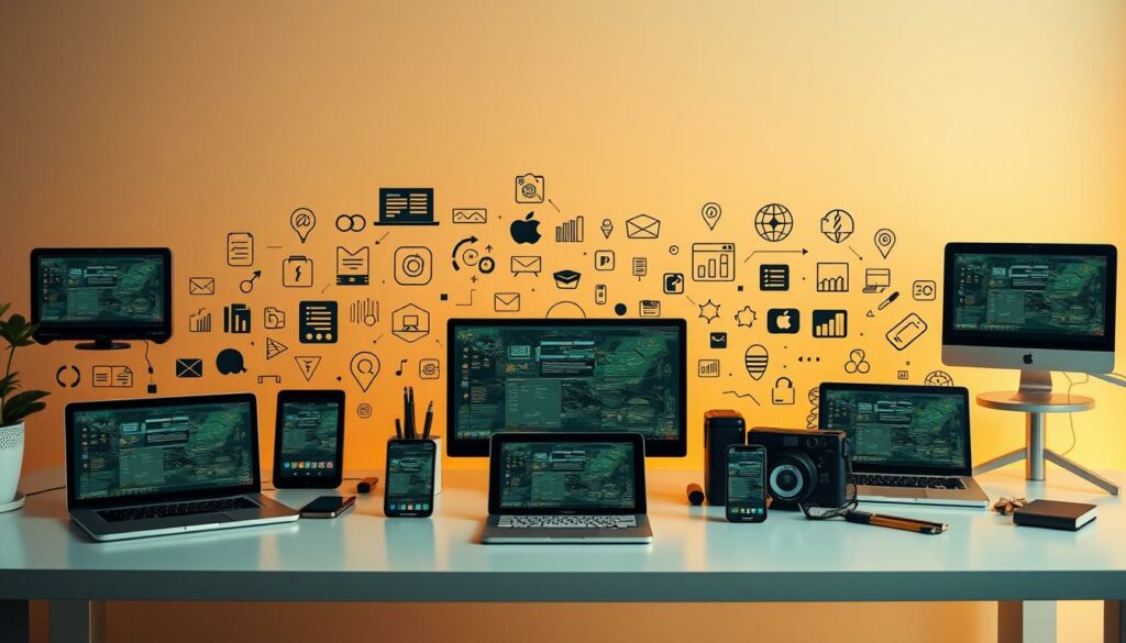 A professional and detailed screenshot tutorial, showcasing various methods for capturing high-quality screen content. In the foreground, a diverse array of digital devices - laptops, tablets, and smartphones - arranged on a sleek, minimalist desk. The middle ground features an array of technical icons, symbols, and UI elements, hinting at the software tools and techniques to be explored. The background is a soft, neutral gradient, allowing the subject to take center stage. Warm, directional lighting illuminates the scene, casting subtle shadows and highlights to enhance the sense of depth and dimensionality. The overall atmosphere is one of informative, yet visually appealing technical instruction, inviting the viewer to explore the possibilities of effective screen capture.
