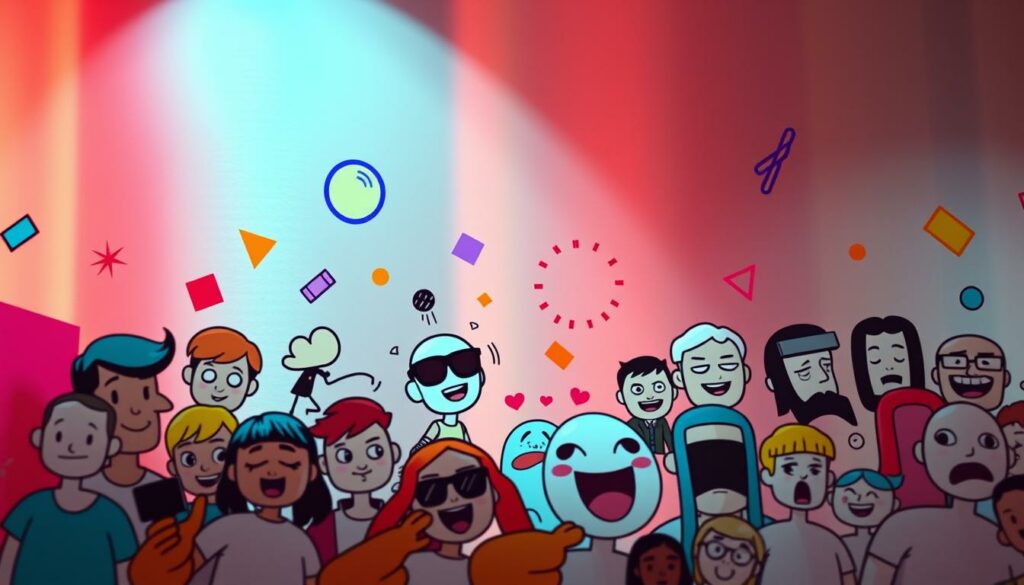 A whimsical, vibrant composition showcasing a collection of trending internet memes and viral phenomena, presented as stylish profile picture options. In the foreground, a collage of colorful, iconic meme characters and expressions - from the Distracted Boyfriend to the Blinking Guy - rendered with a playful, hand-drawn aesthetic. In the middle ground, abstract geometric shapes and patterns in a bold, eye-catching palette dance across the frame, complementing the meme elements. The background features a sleek, metallic gradient, creating a futuristic, technologically-infused atmosphere, hinting at the digital origins of these memetic phenomena. Soft, diffused lighting casts a warm, inviting glow over the entire scene, making this an irresistible, shareable profile picture for the modern internet user.